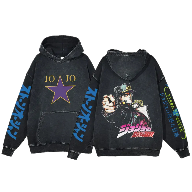 JoJo's Bizarre Adventure Vintage Hoodie #3 - front & back print