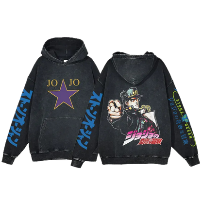 JoJo's Bizarre Adventure Vintage Hoodie #3 - front & back print